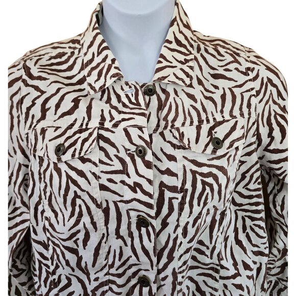 Saint Tropez West Zebra Print Linen Jacket animal print beach nautical - Picture 3 of 7